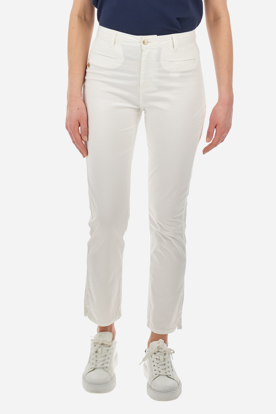 Pantalón ajustado de algodón elastizado y corte recto - Yessika - Mujer | La Martina - Official Online Shop