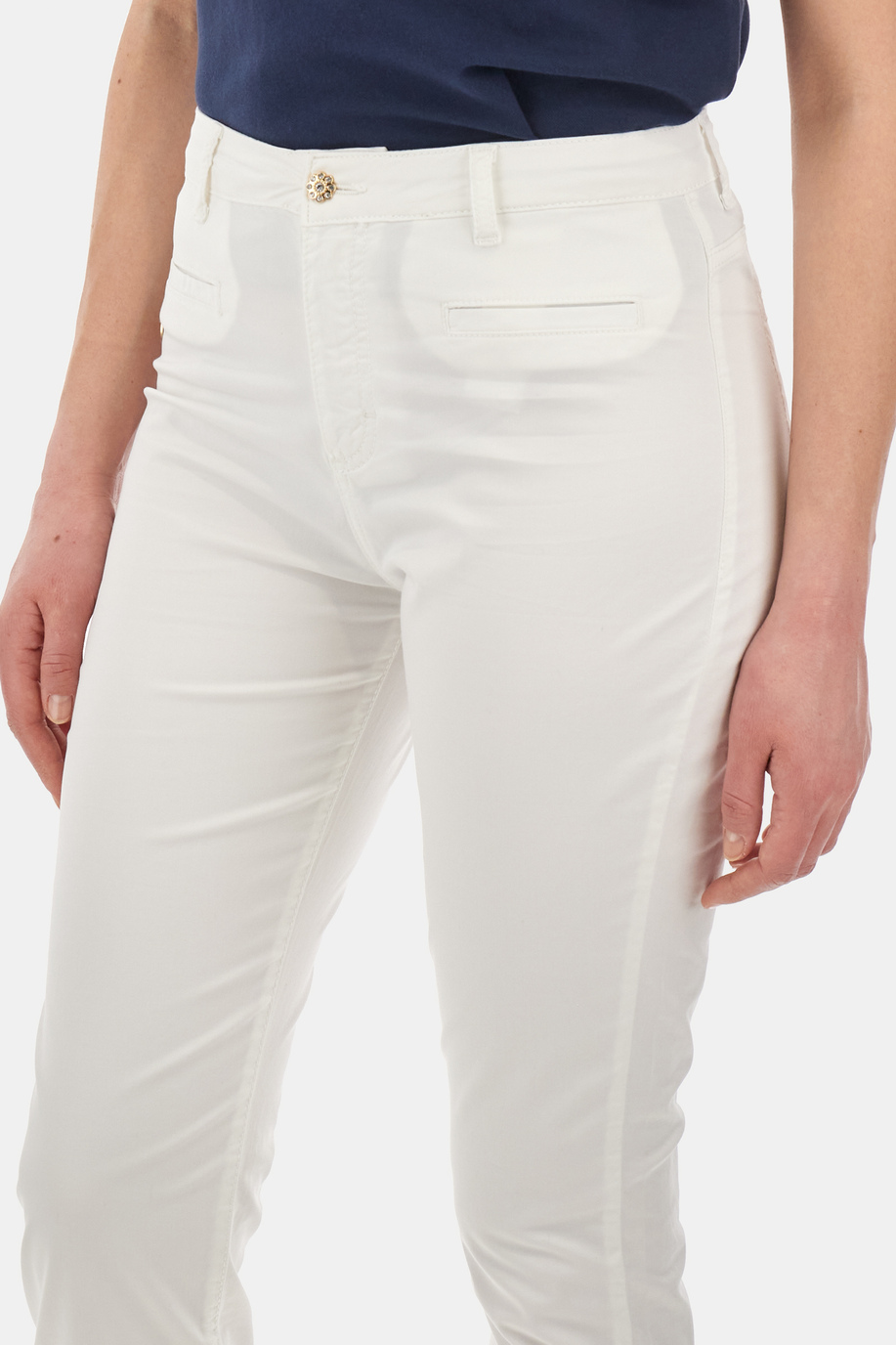 Regular-fit cigarette trousers in elasticated cotton - Yessika - New Arrivals Women | La Martina - Official Online Shop