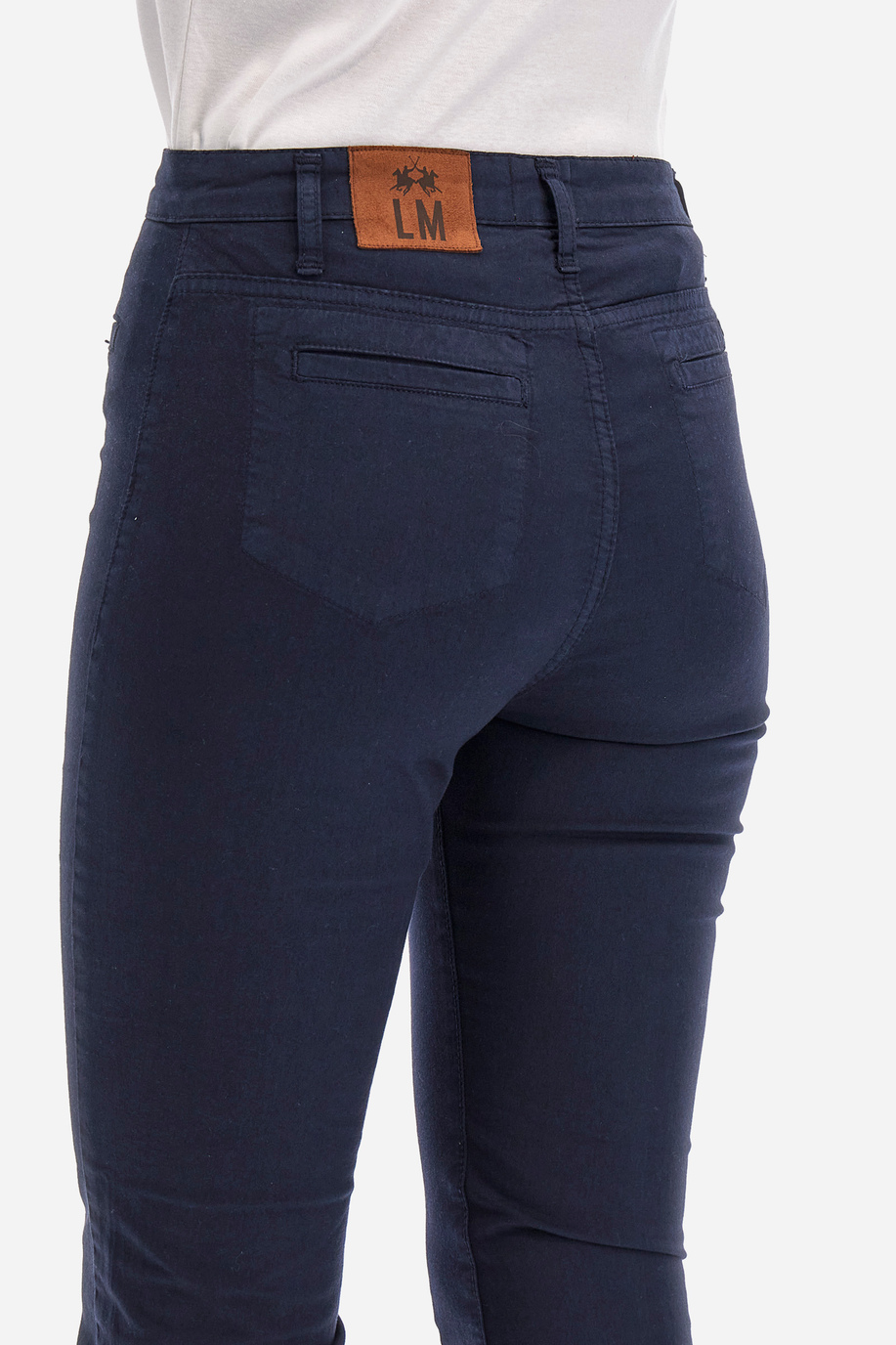Pantalón ajustado de algodón elastizado y corte recto - Yessika - Pantalones | La Martina - Official Online Shop