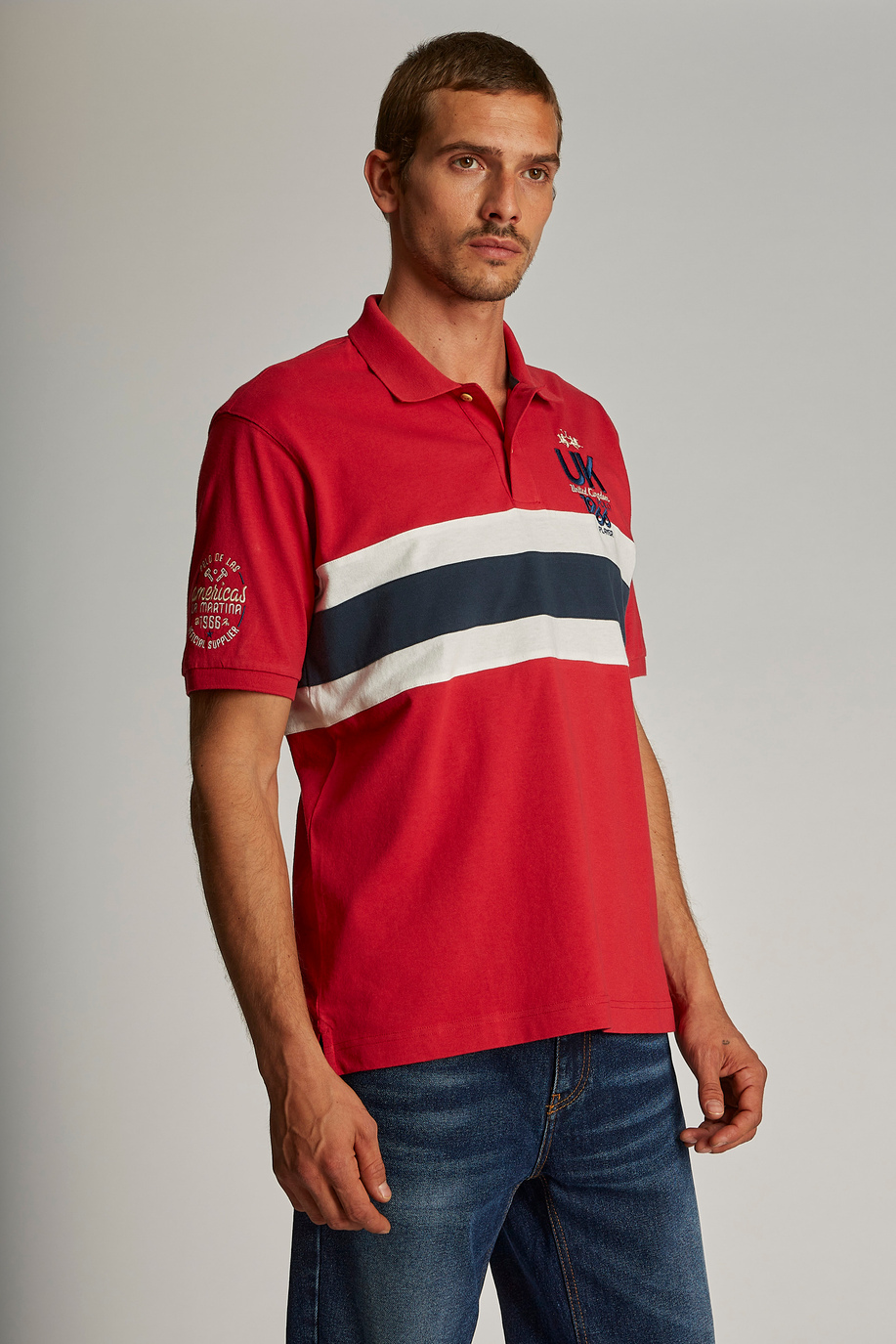 Herren-Poloshirt mit kurzem Arm aus 100 % Baumwolle, oversized Modell - -50% | archive | La Martina - Official Online Shop