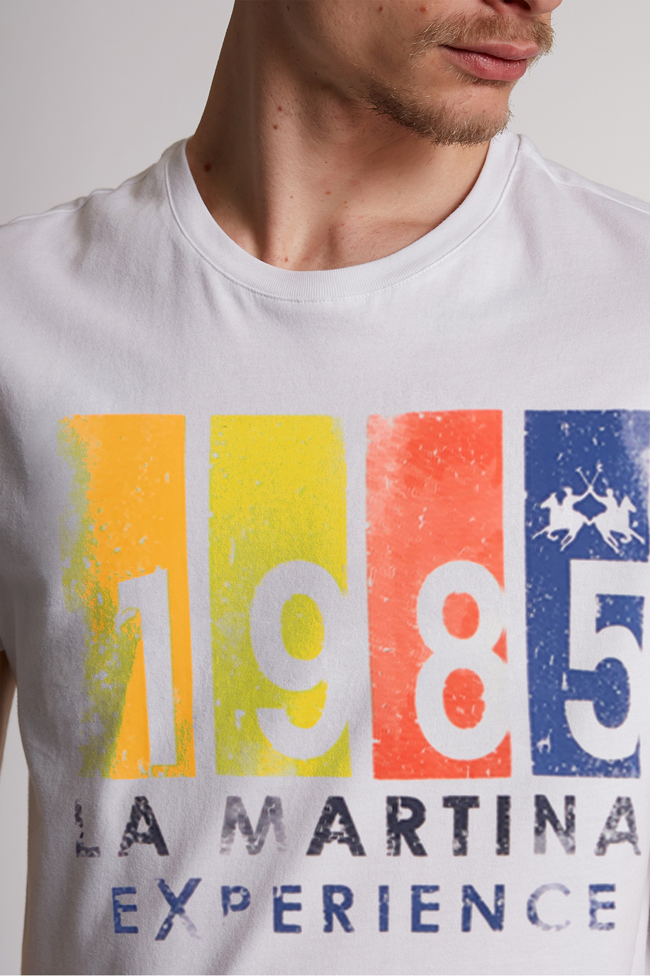 T-shirt homme en coton à manches courtes et coupe classique - T-shirts | La Martina - Official Online Shop