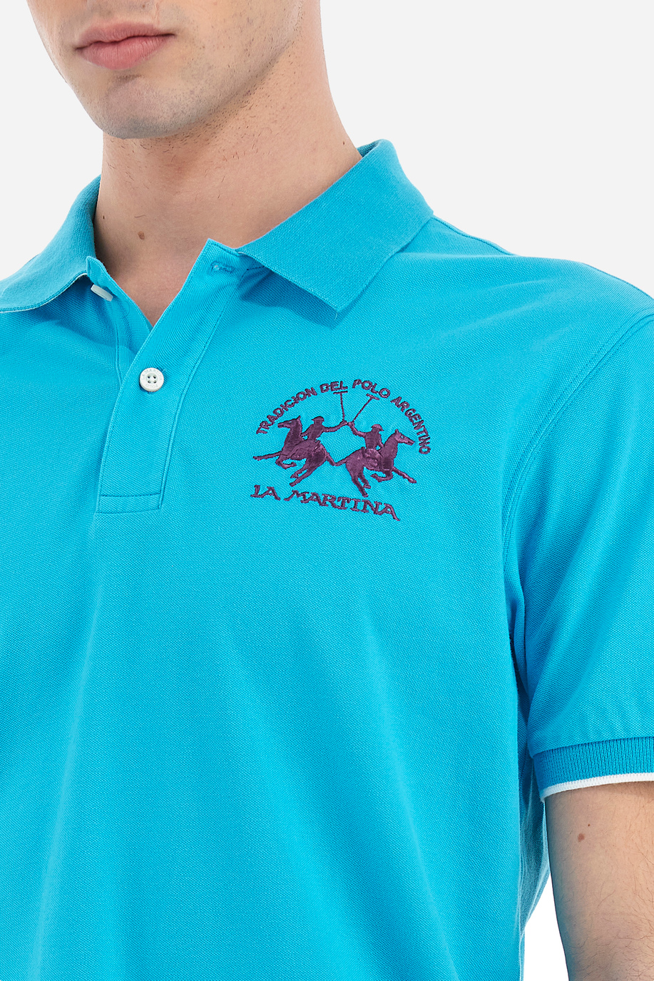 Herren-Kurzarm-Poloshirt aus Stretch-Baumwolle mit normaler Passform - Miguel - Poloshirts | La Martina - Official Online Shop