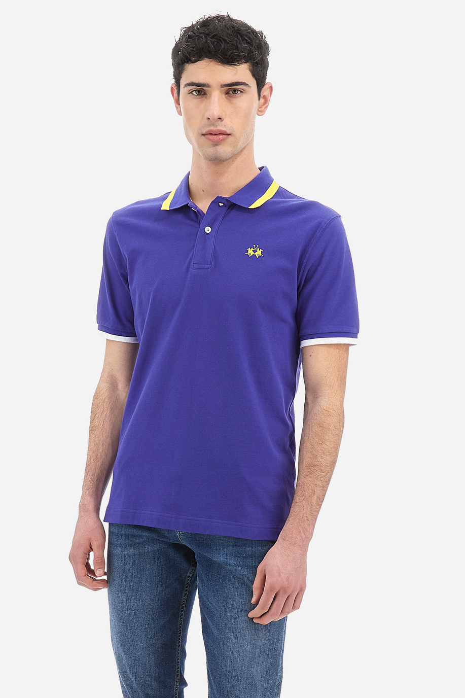Short-sleeves man polo in cotton-stretch slim fit  -  Russell - Classic Basics | La Martina - Official Online Shop