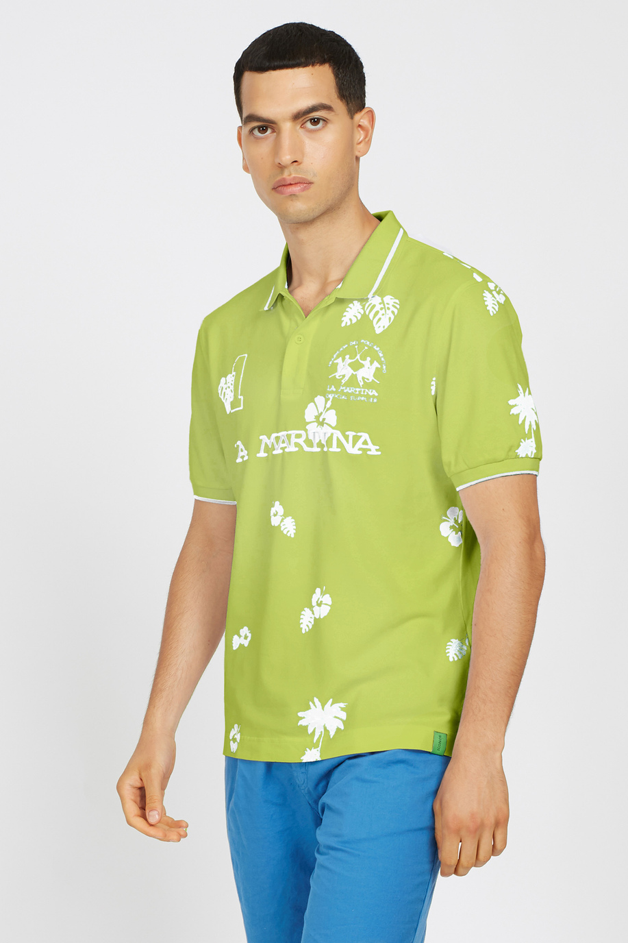 Regular fit 100% cotton short-sleeved polo shirt for men - Vondell - Iconos - Numeros  | La Martina - Official Online Shop