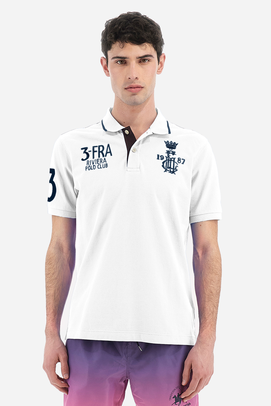 Regular fit 100% cotton short-sleeved polo shirt for men - Valma - Apparel | La Martina - Official Online Shop