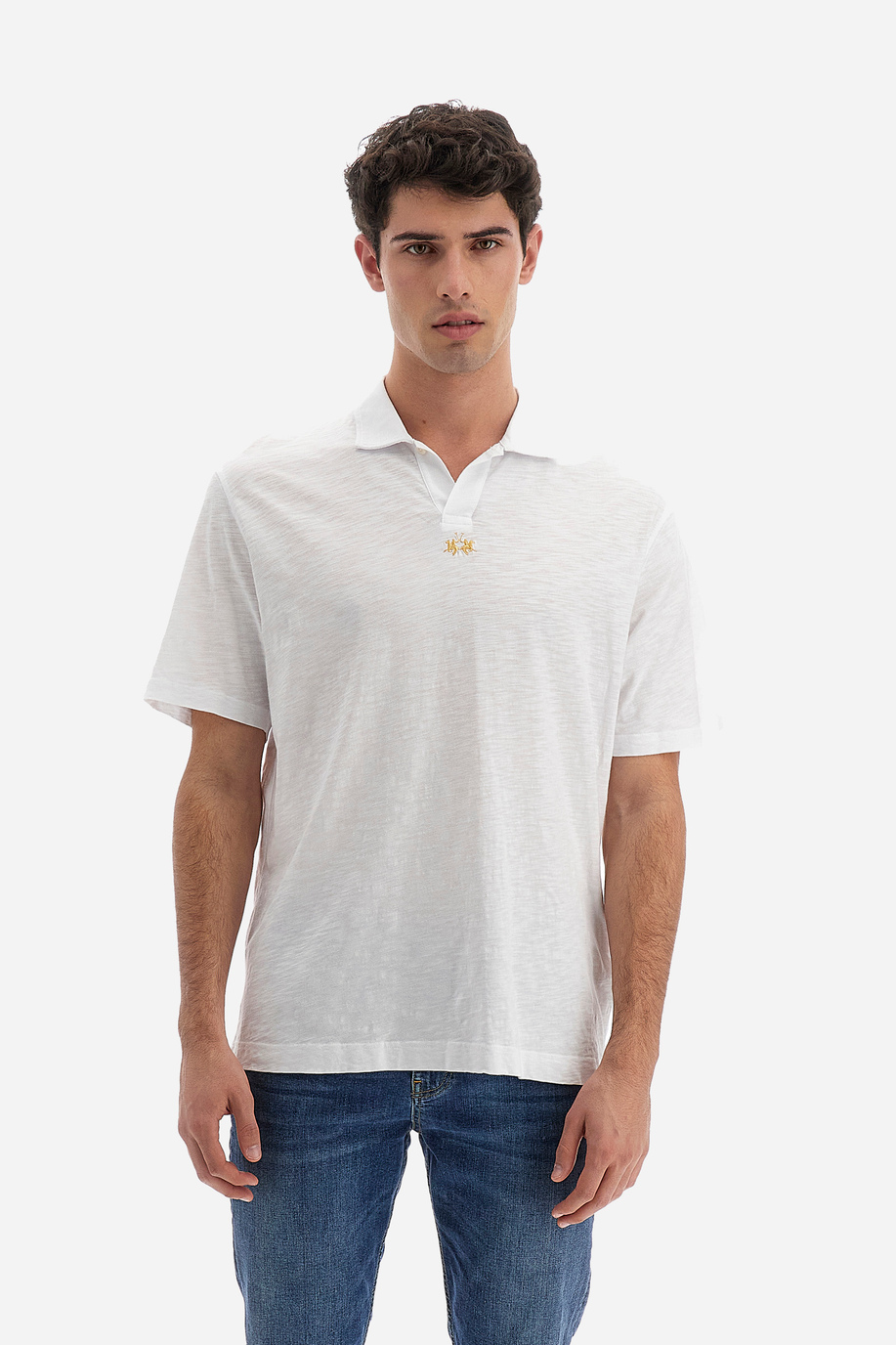 Regular fit 100% cotton short-sleeved polo shirt for men - Capsule Palermo - La Martina Loves Sicily | La Martina - Official Online Shop