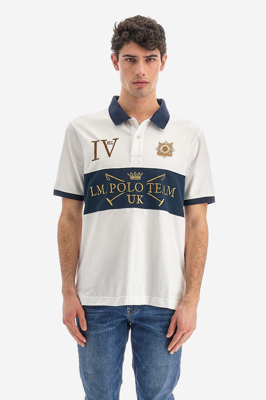 Men's short-sleeved over-fit cotton blend polo shirt - Vince - SALE | La Martina - Official Online Shop