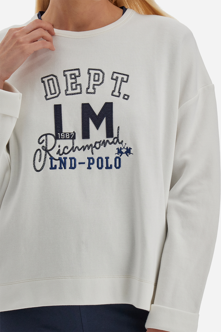Women's crewneck sweatshirt in solid color Polo Academy - Vinisha - Sweatshirts | La Martina - Official Online Shop