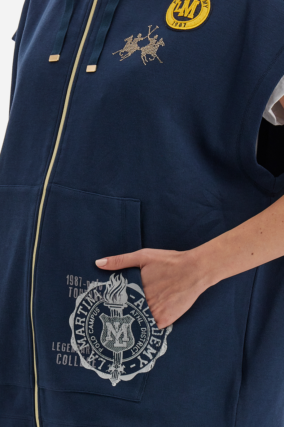 Ärmelloses Damen-Sweatshirt mit durchgehendem Reißverschluss, einfarbig Polo Academy - Vondra - Sweatshirts | La Martina - Official Online Shop