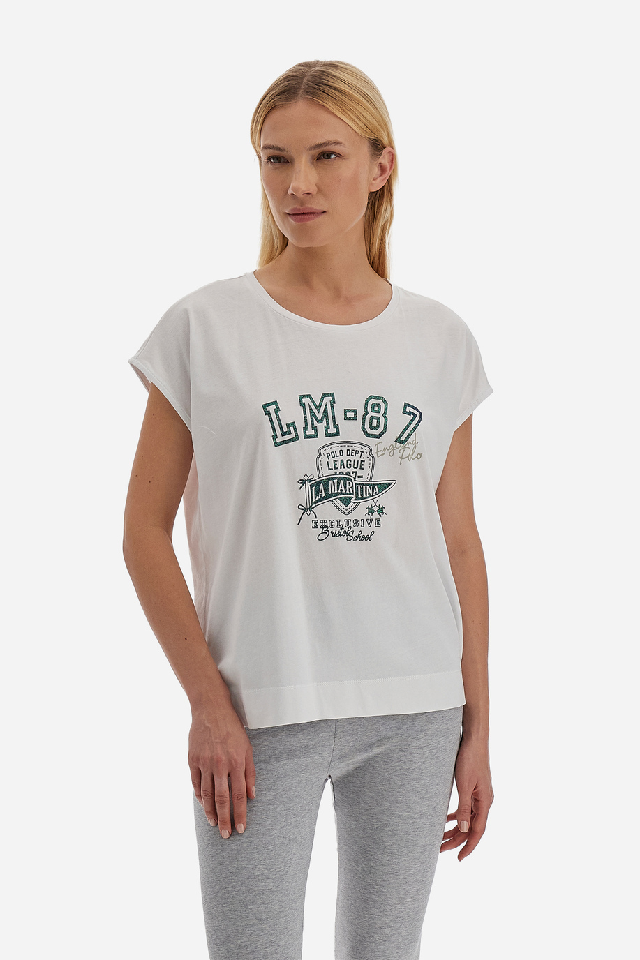 Short-sleeve women's t-shirt with crew neck Polo Academy - Venus - T-Shirts | La Martina - Official Online Shop
