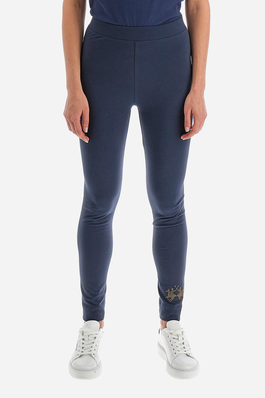 Solid color Polo Academy women's leggings with sequin logo - Vijay - Trousers | La Martina - Official Online Shop