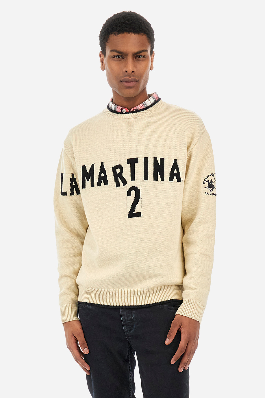 Men’s comfort fit crew neck sweater - Walenkino - Iconos - Numeros  | La Martina - Official Online Shop