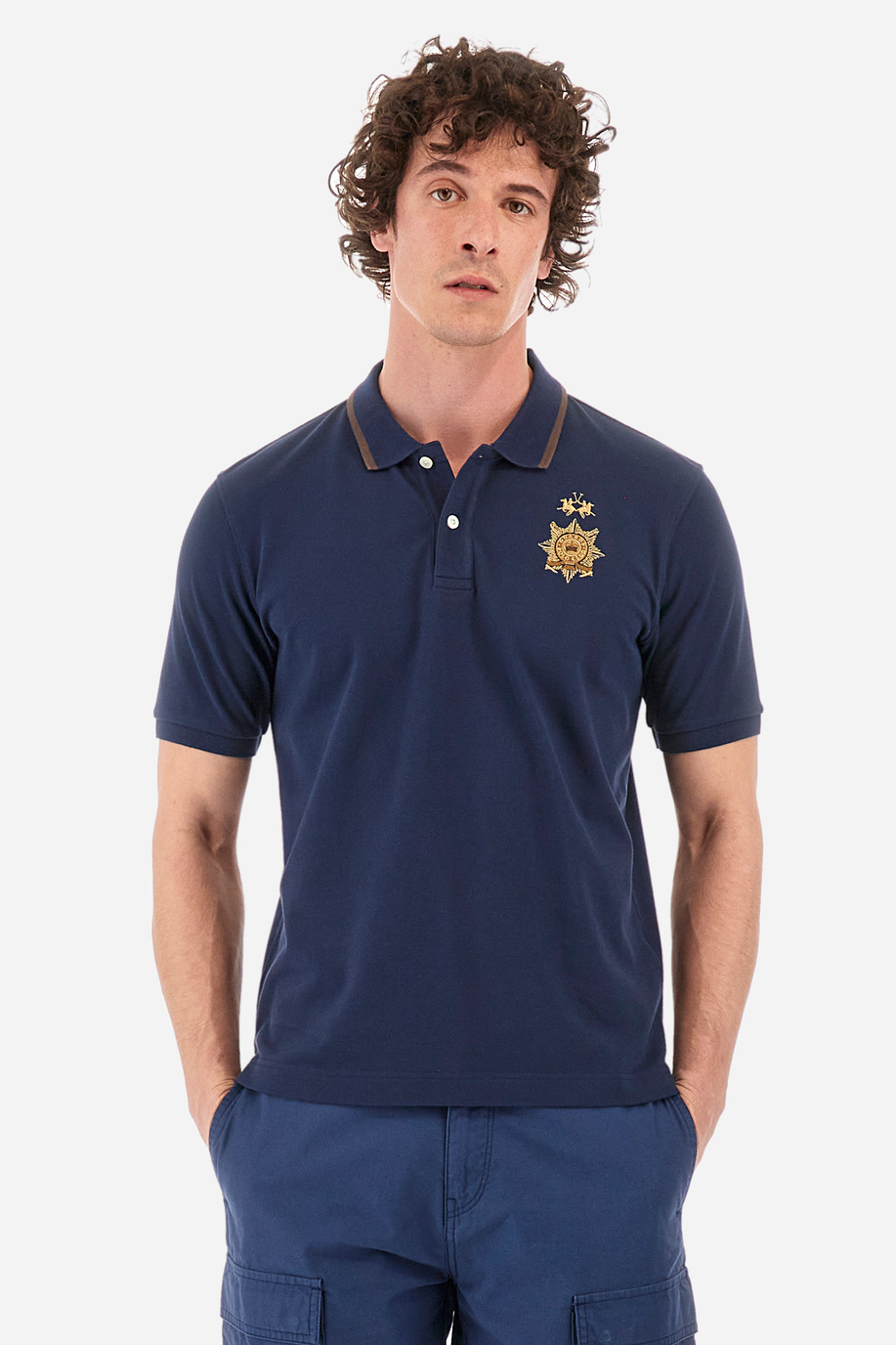 Regular-fit polo shirt in elasticated cotton - Yoel - Polo Shirts | La Martina - Official Online Shop