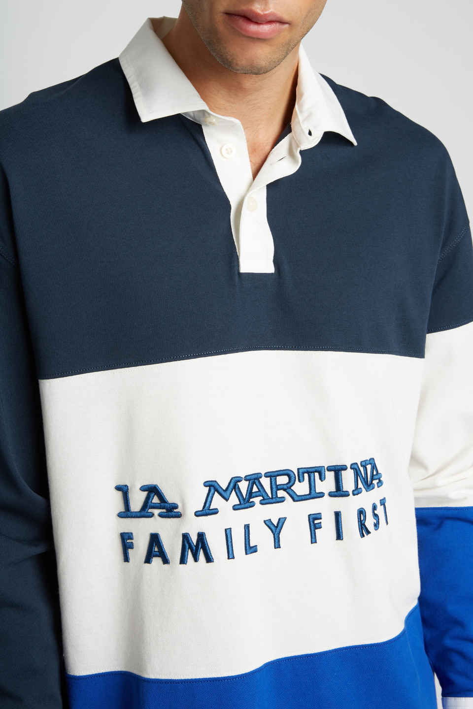 Herren-Poloshirt aus Piqué mit langem Arm, oversized Modell - La Martina - Official Online Shop
