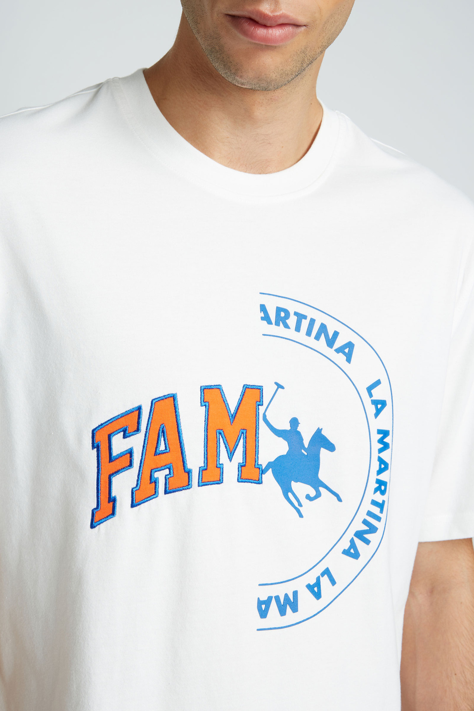 T-shirt da uomo a maniche corte in cotone 100% over - La Martina - Official Online Shop