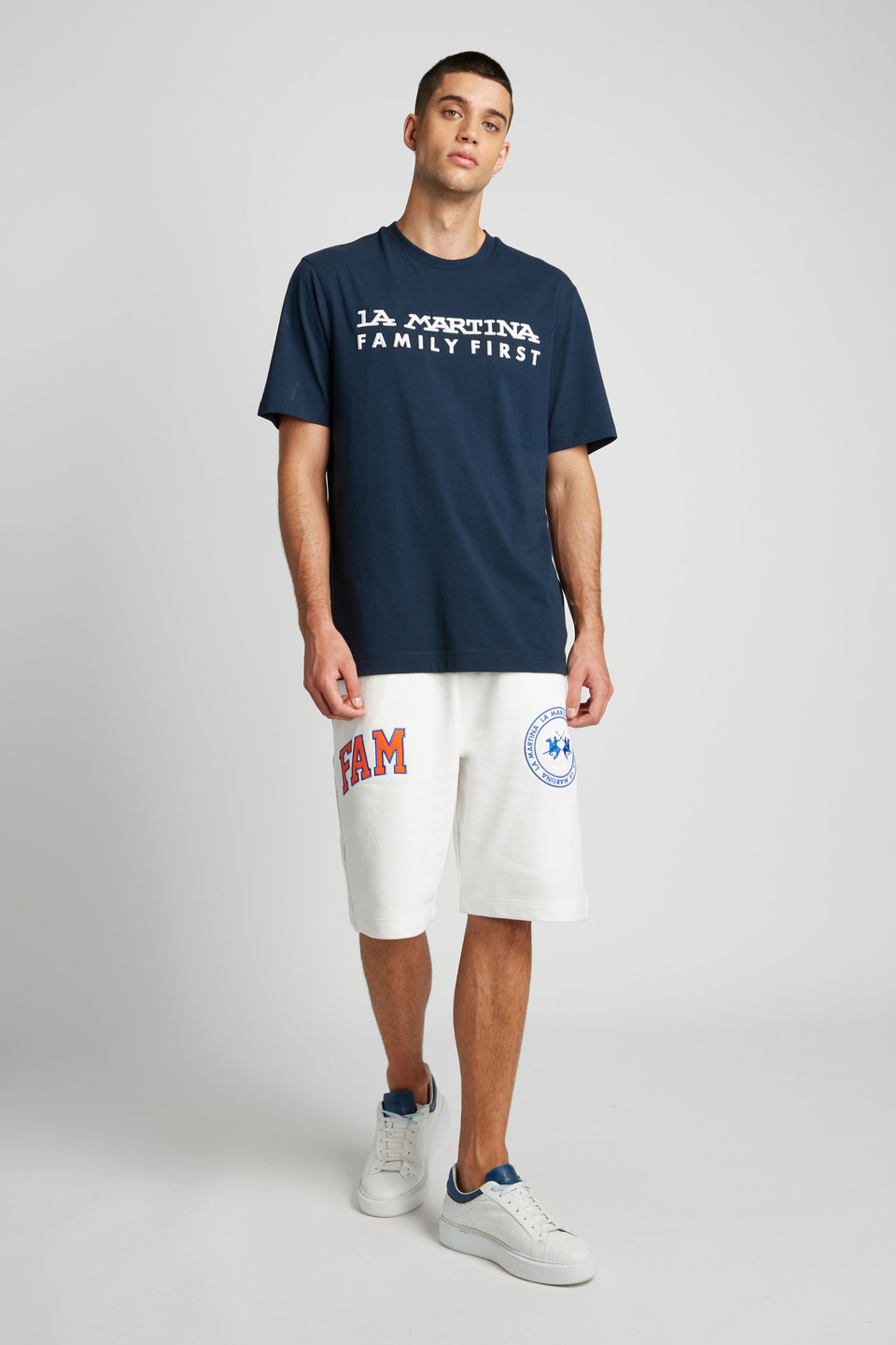 T-shirt homme 100% coton à manches courtes et coupe oversize - La Martina - Official Online Shop