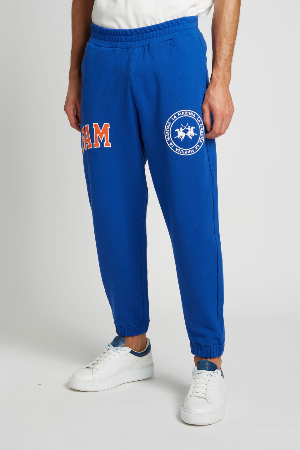 Pantalón de hombre modelo jogger de algodón elástico holgado - La Martina - Official Online Shop