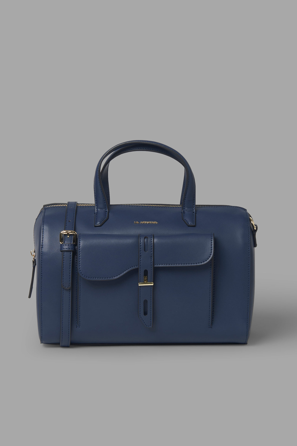Front pocket-embellished leather satchel bag - La Martina - Official Online Shop