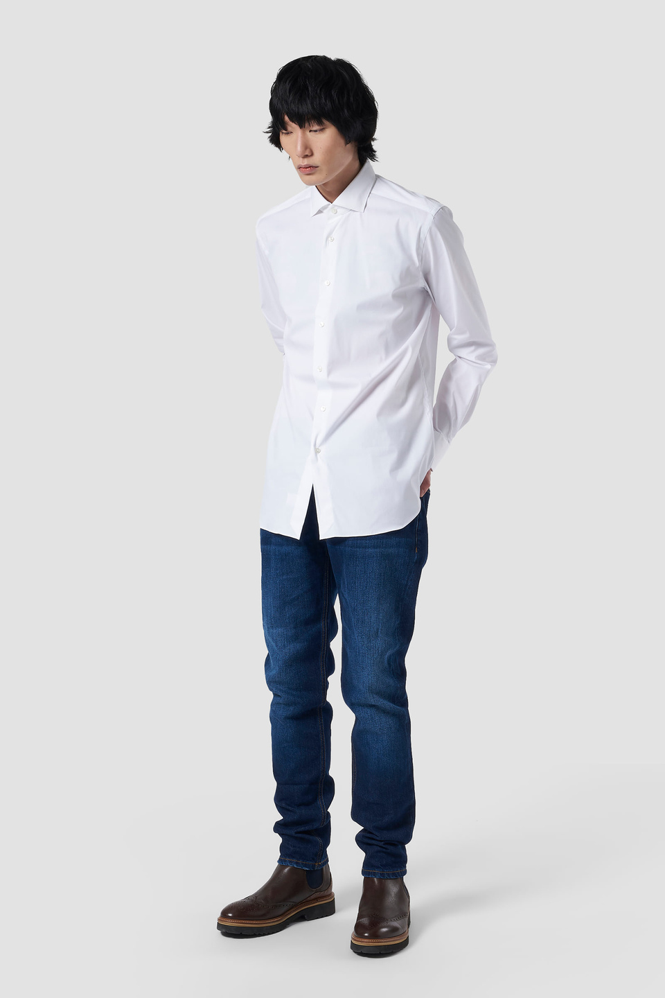 Camisa de algodón en color liso - La Martina - Official Online Shop
