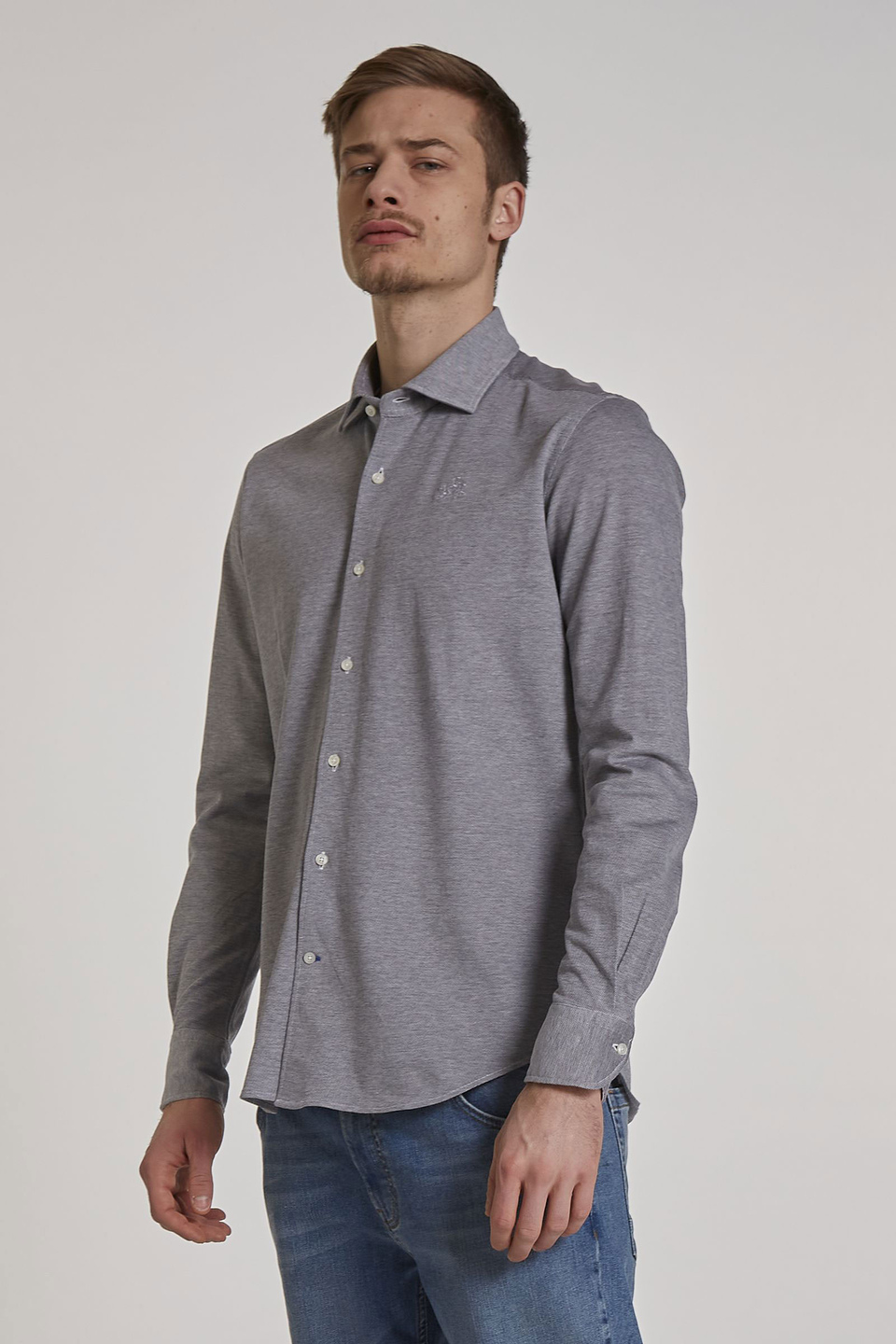 Chemise homme en coton à manches longues et coupe classique - La Martina - Official Online Shop