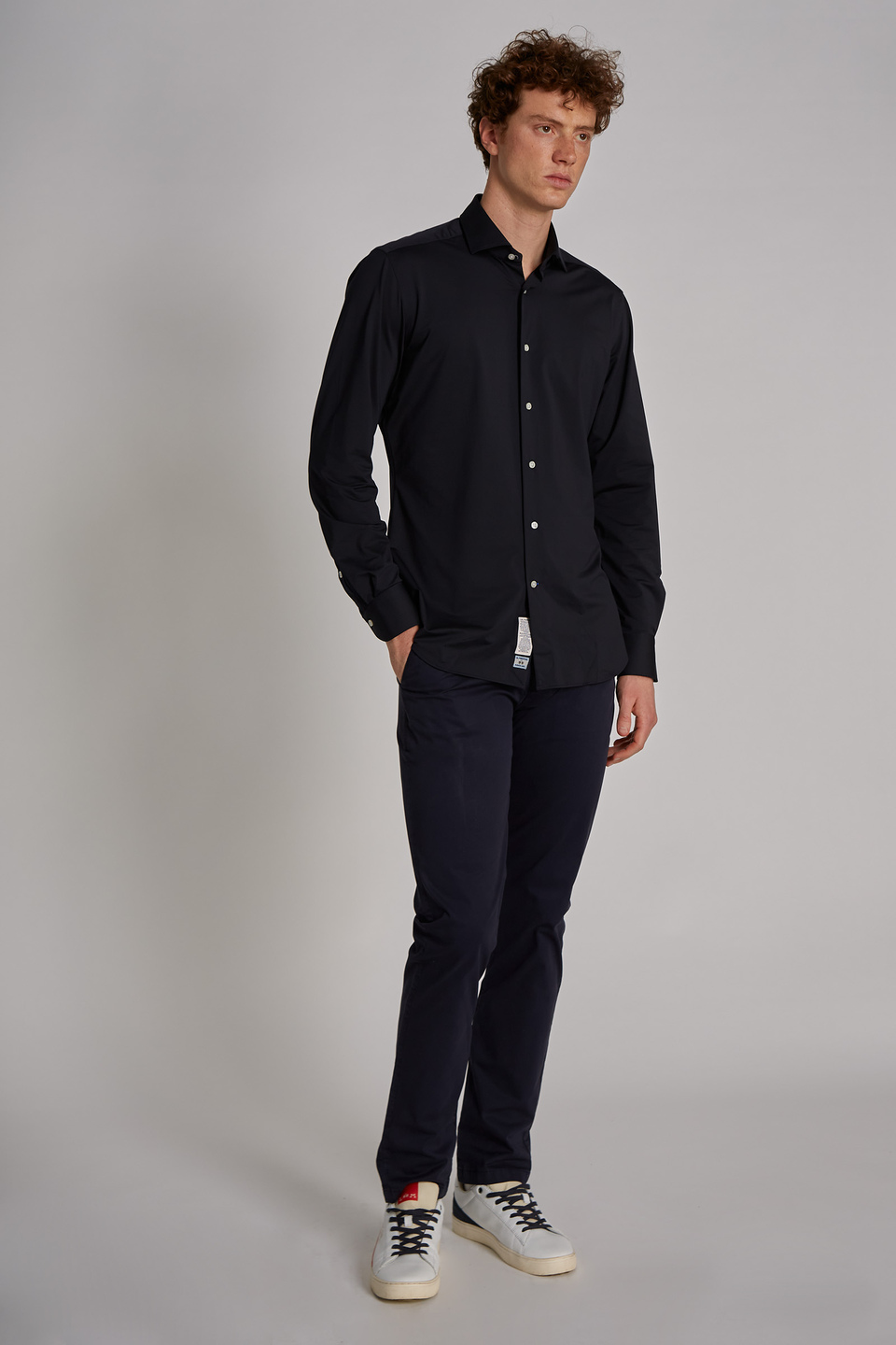 Camisa hombre algodón manga larga corte custom - La Martina - Official Online Shop