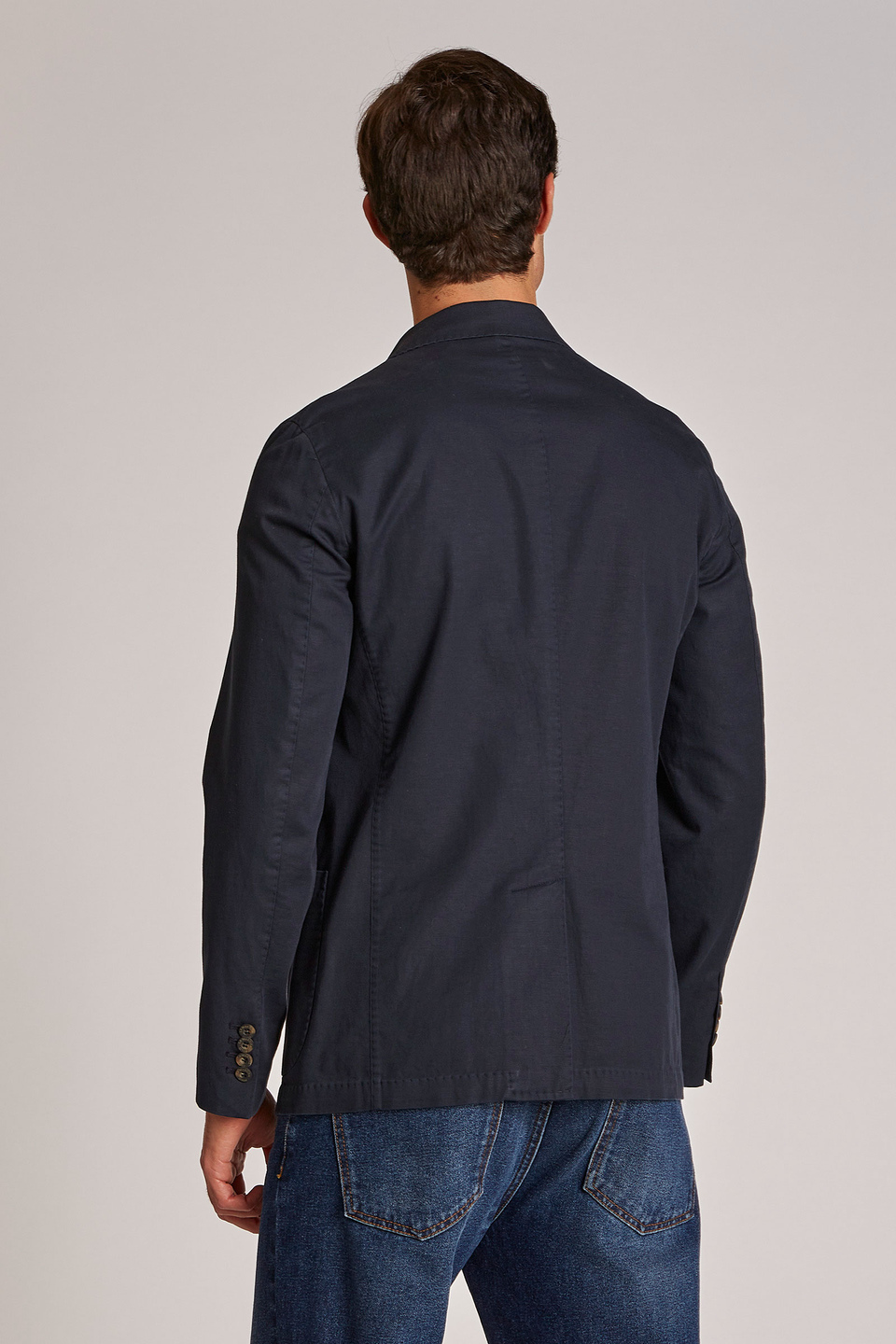 Men's regular-fit cotton and linen-blend blazer jacket - La Martina - Official Online Shop