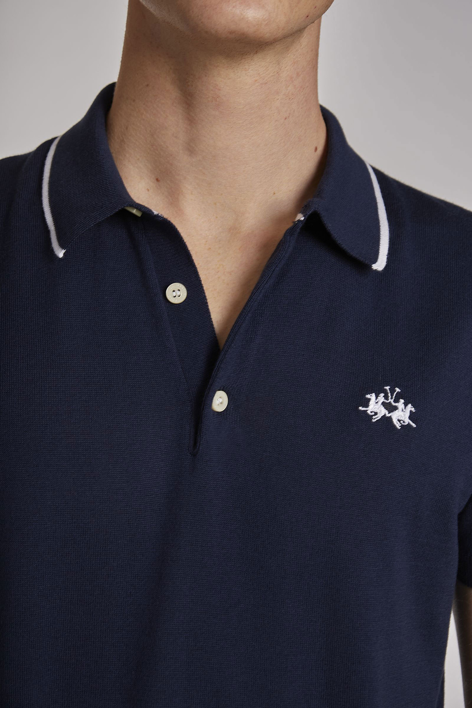 Men's short-sleeved regular-fit cotton polo shirt - La Martina - Official Online Shop