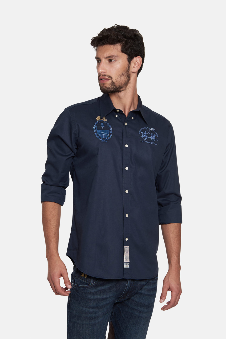 Custom-fit 100% cotton shirt Navy La 