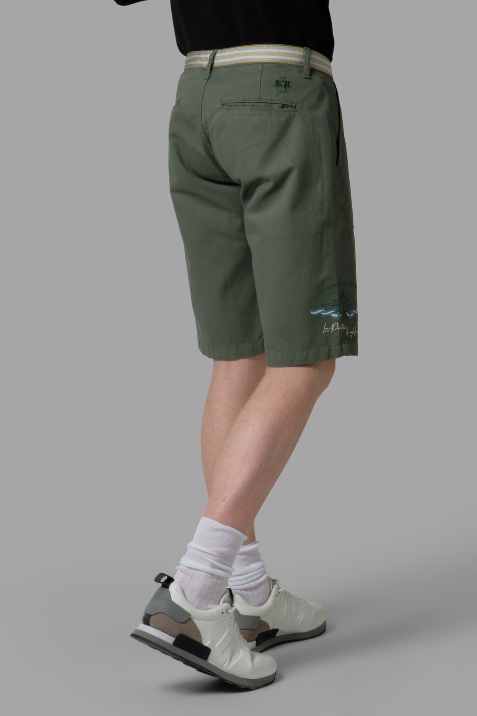 Regular-fit linen-blend Bermuda shorts - La Martina - Official Online Shop