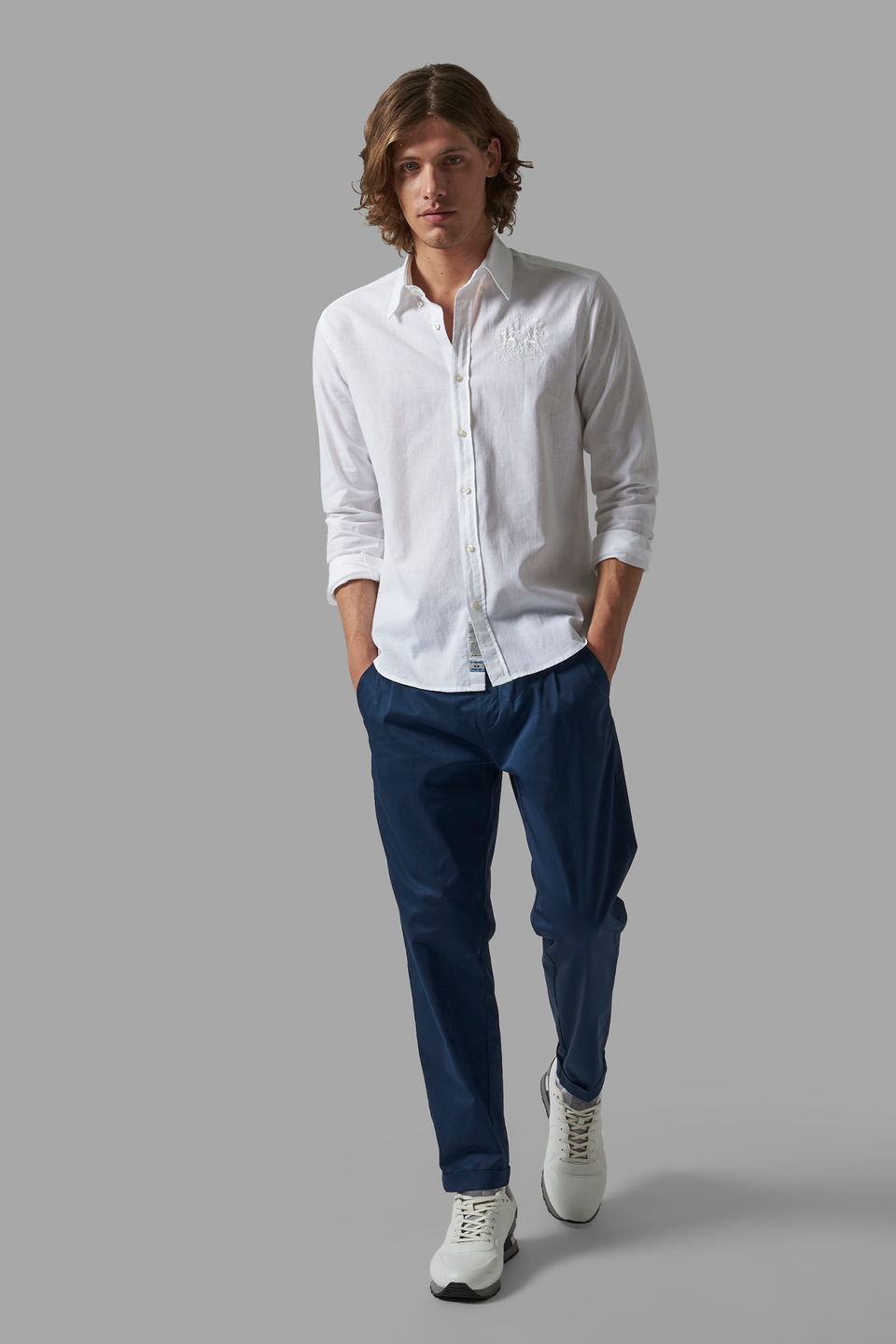 Slim-fit linen-blend shirt - La Martina - Official Online Shop