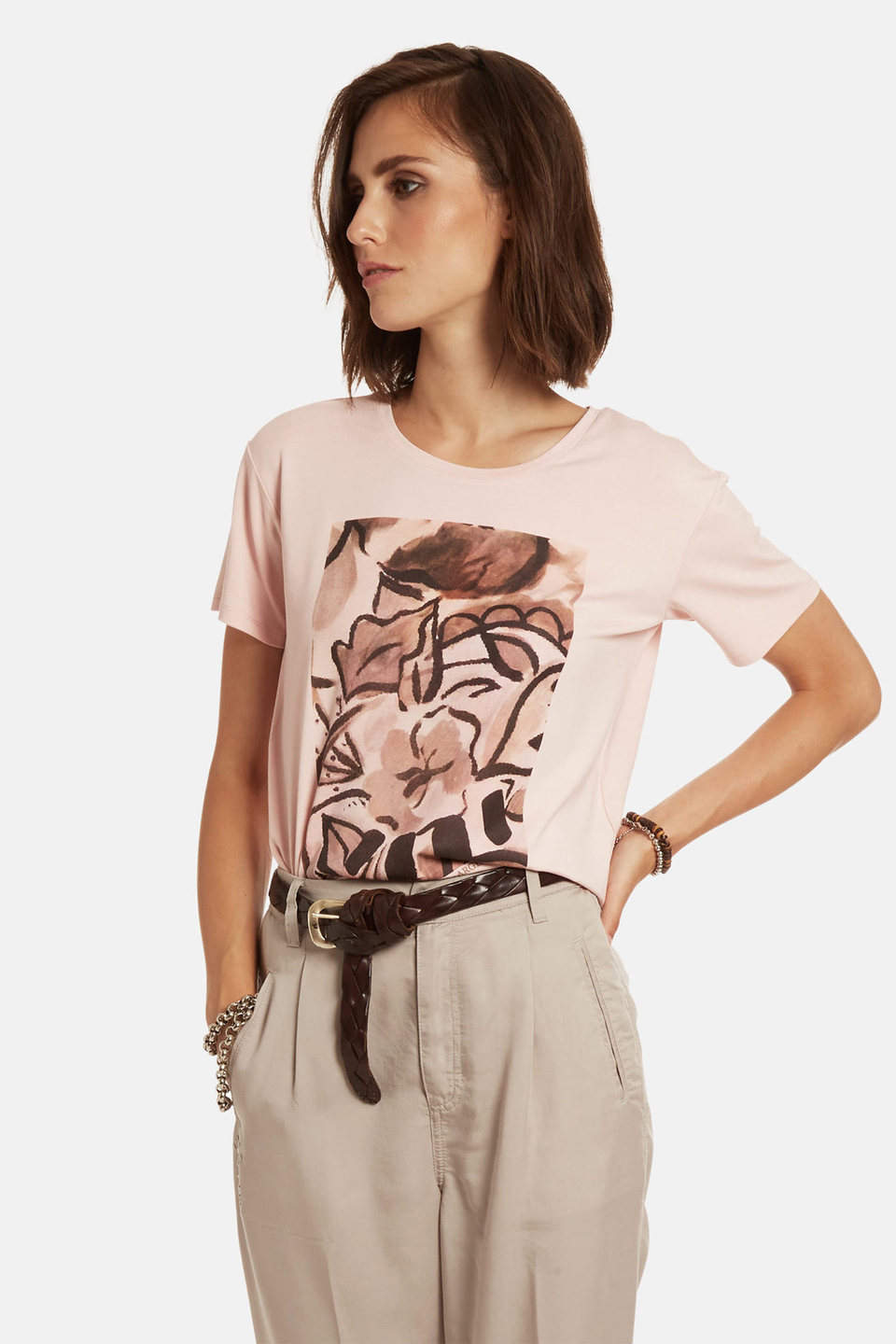 Regular-fit stretch viscose T-shirt - La Martina - Official Online Shop