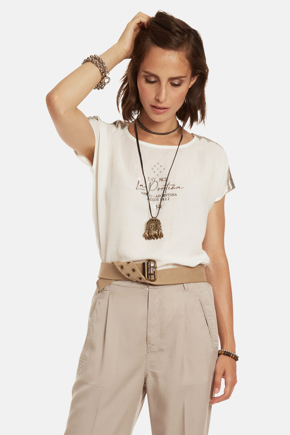 Regular-fit linen-blend T-shirt - La Martina - Official Online Shop