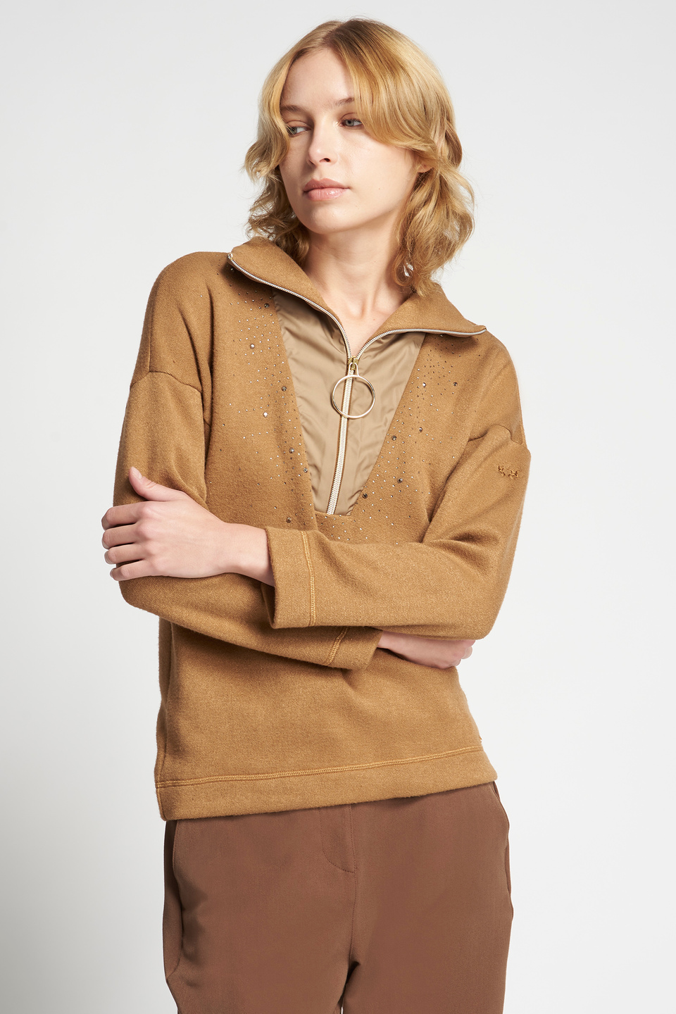 Sweatshirt aus Synthetikmaterial mit hohem Kragen - La Martina - Official Online Shop