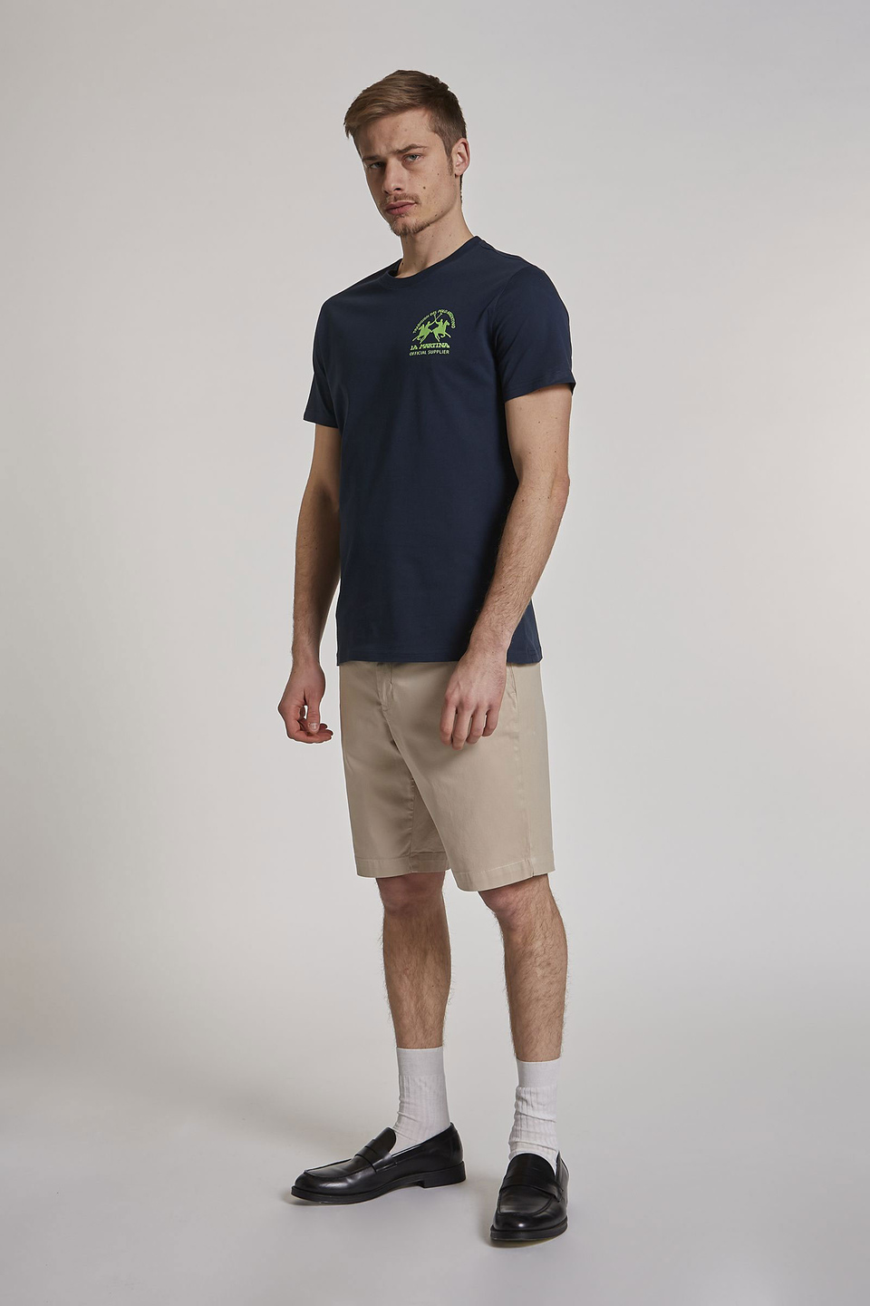 Men's slim-fit cotton Bermuda shorts - La Martina - Official Online Shop