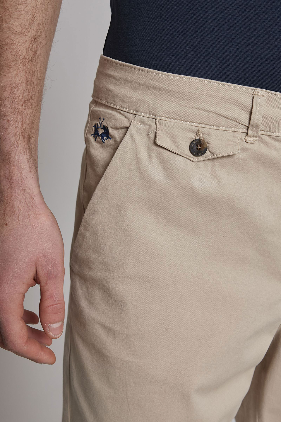 Men's slim-fit cotton Bermuda shorts - La Martina - Official Online Shop