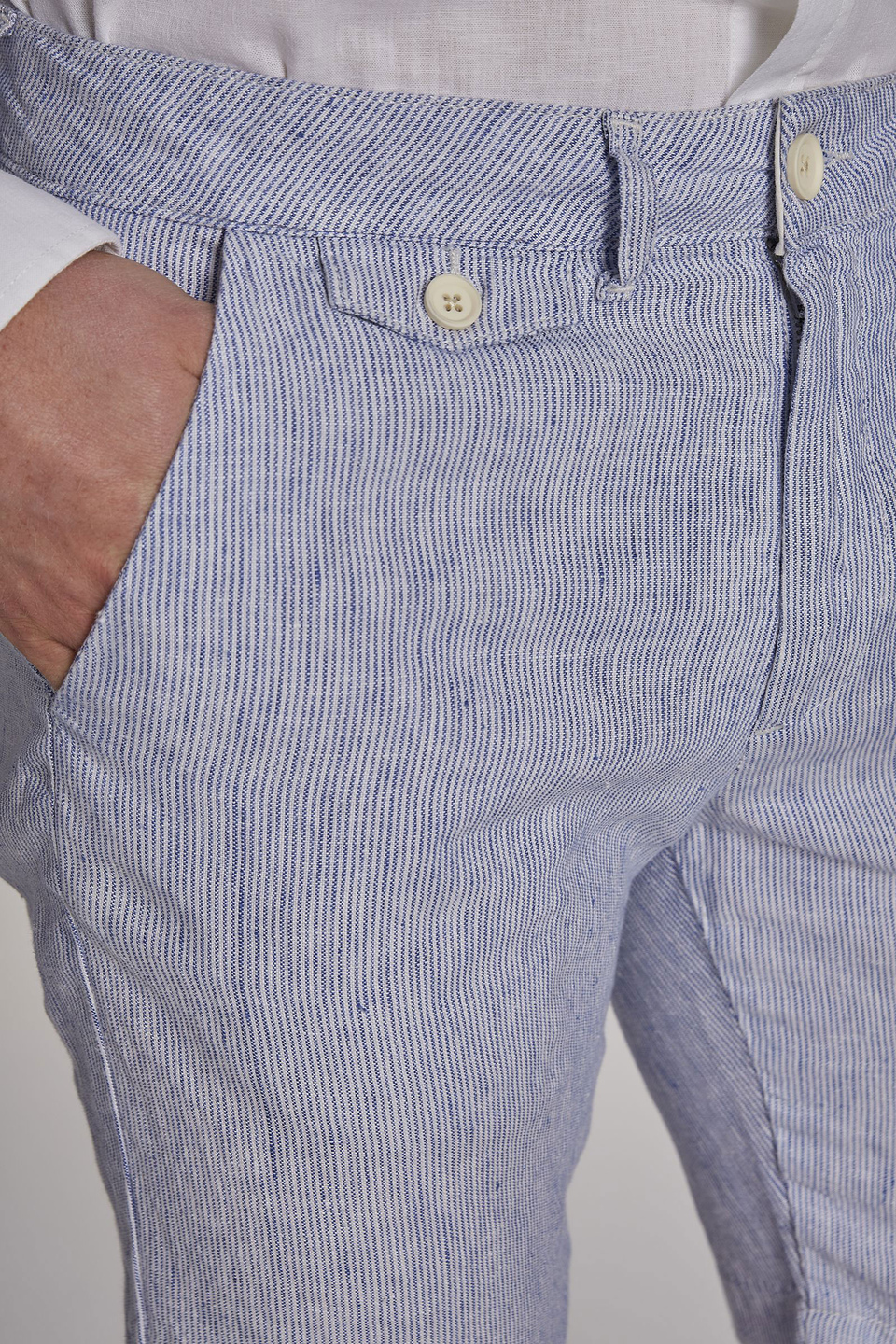 Men's regular-fit linen Bermuda shorts - La Martina - Official Online Shop