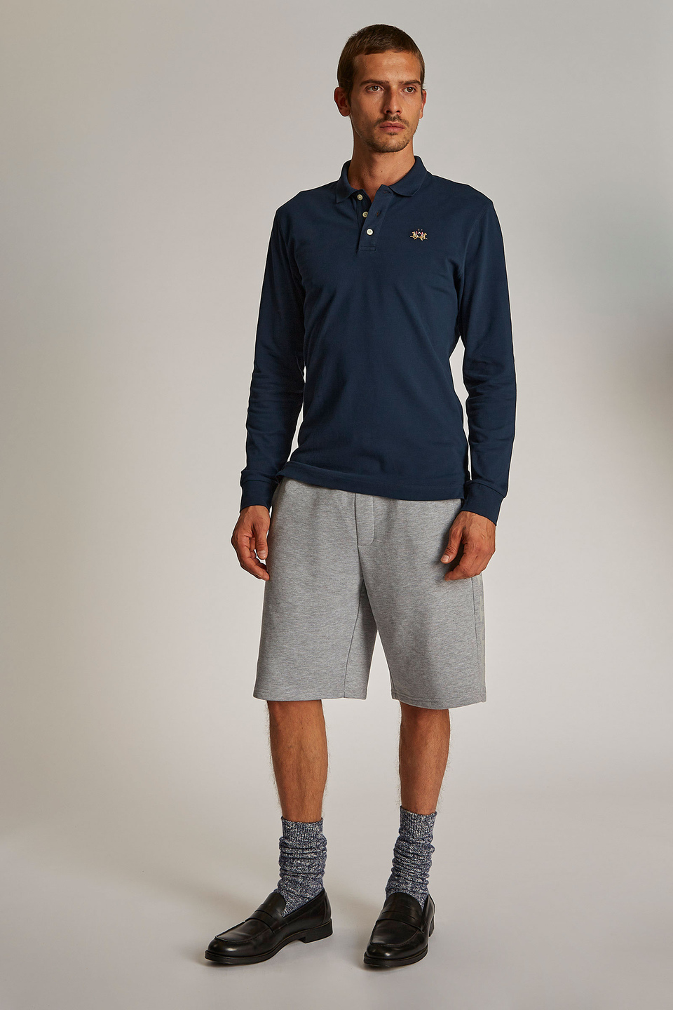 Men's oversized Bermuda shorts in stretch cotton-blend fabric - La Martina - Official Online Shop