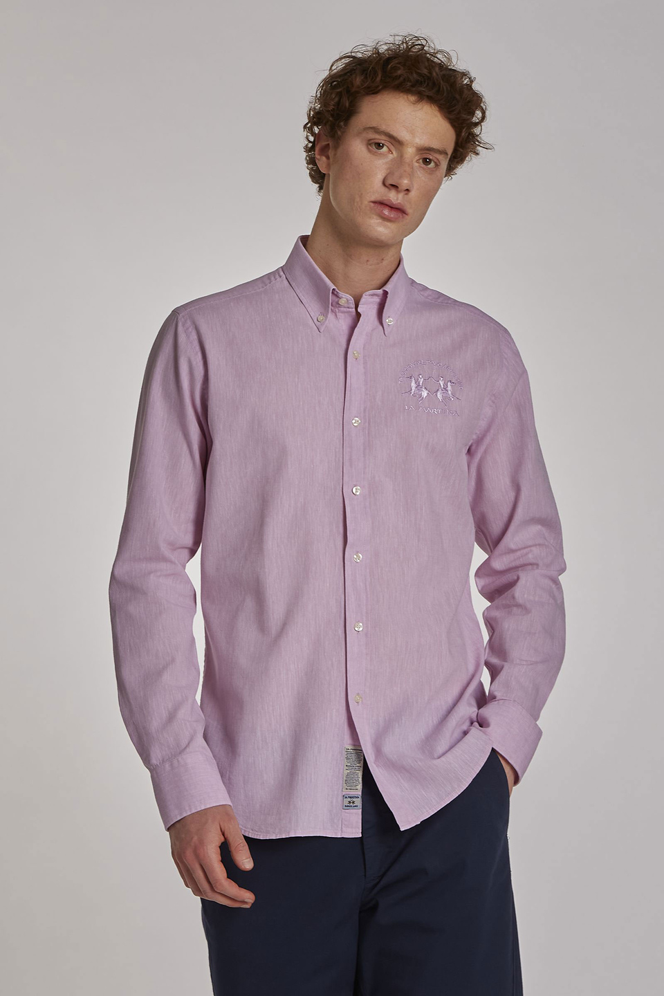 Men's Lilac Classic Cotton Blend Long Sleeve Shirt