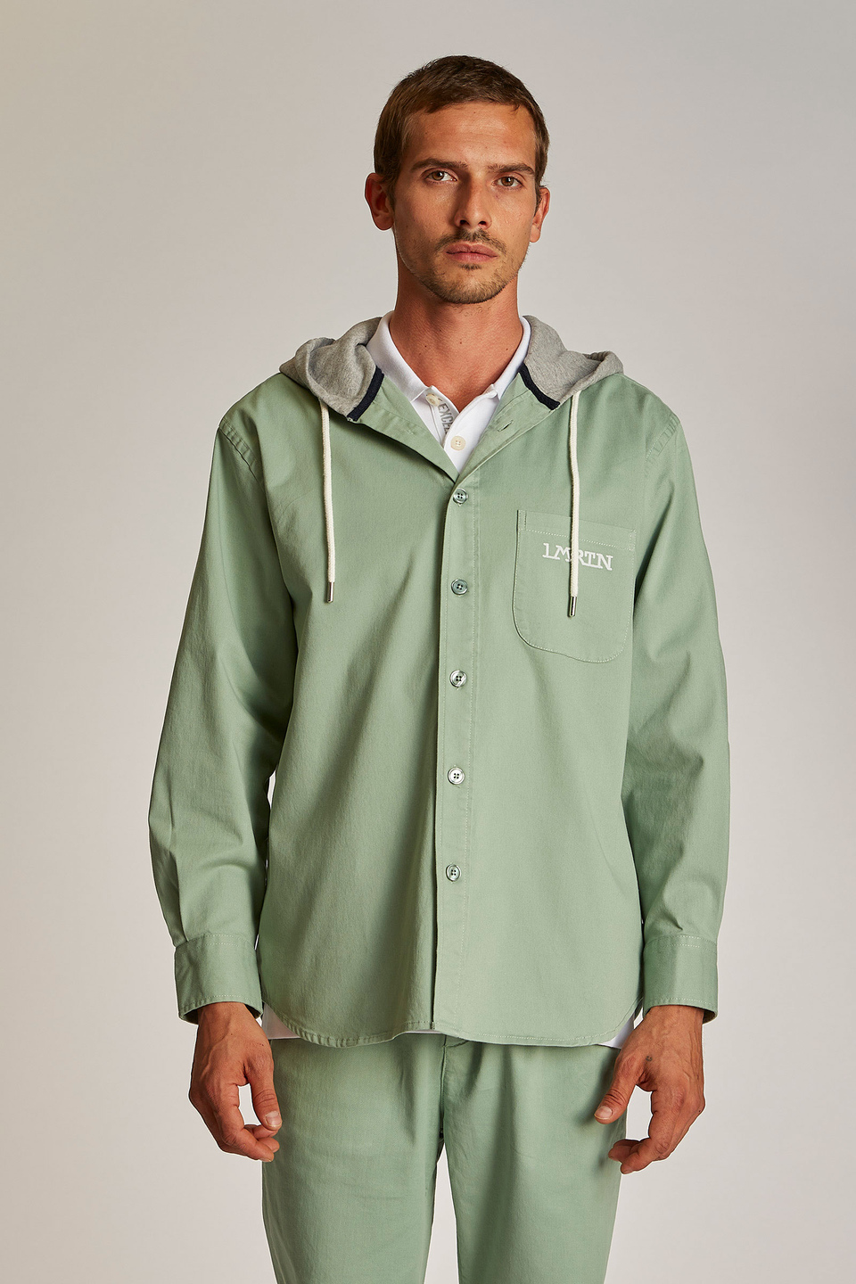 Men's oversized hooded jacket in 100% cotton fabric - La Martina - Official Online Shop