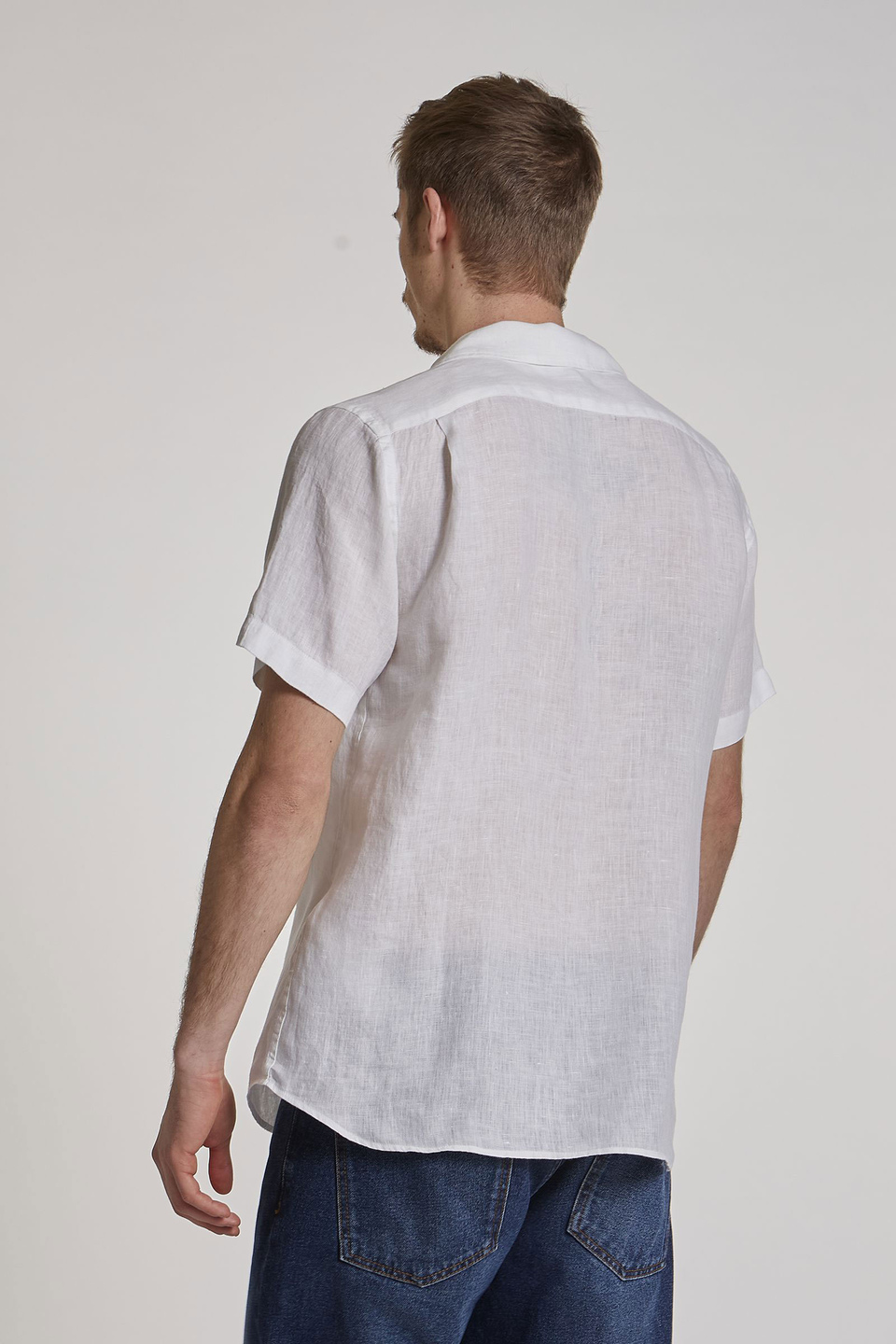 Camicia da uomo in lino a maniche corte regular fit - La Martina - Official Online Shop
