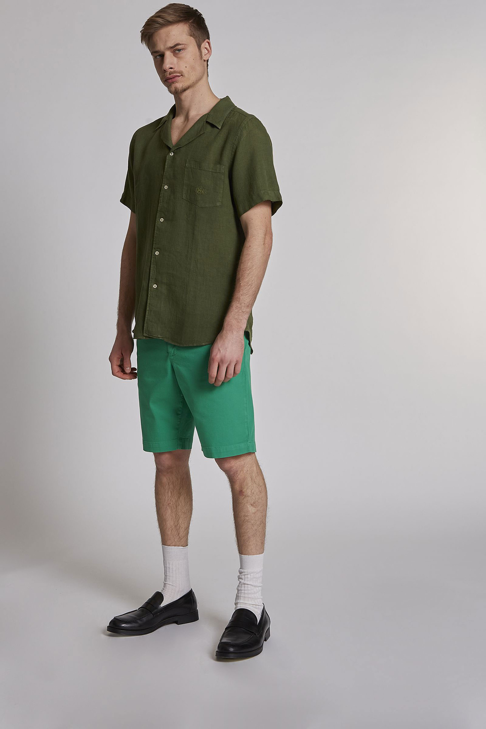 Men's short-sleeved regular-fit linen shirt - La Martina - Official Online Shop