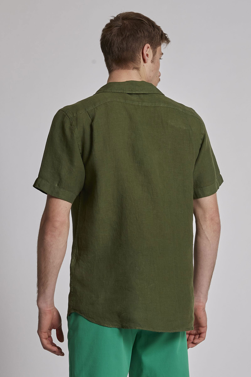 Chemise homme en lin à manches courtes et coupe classique - La Martina - Official Online Shop
