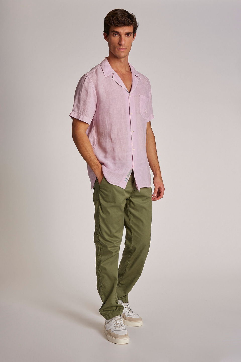 Camisa de hombre de lino, manga corta, corte regular - La Martina - Official Online Shop