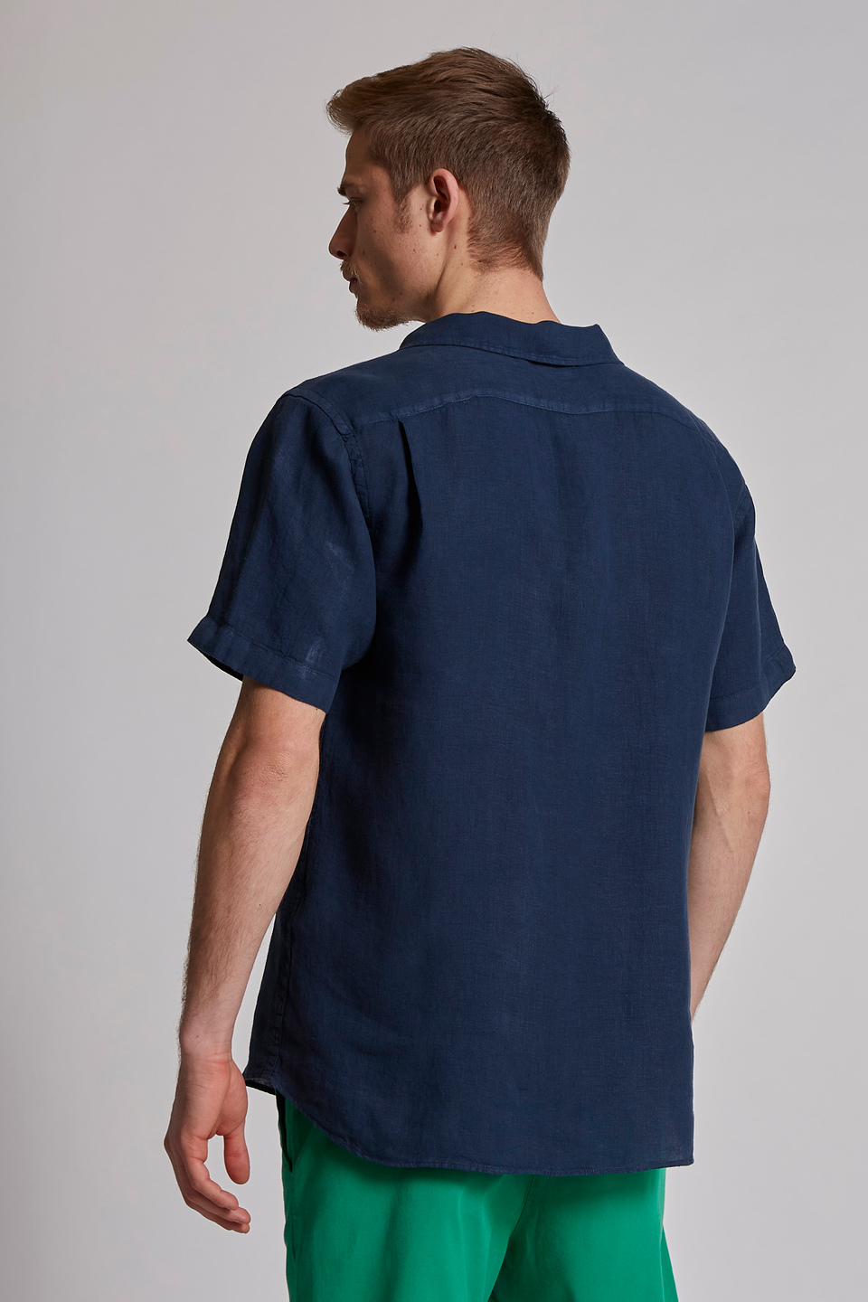 Camicia da uomo in lino a maniche corte regular fit - La Martina - Official Online Shop