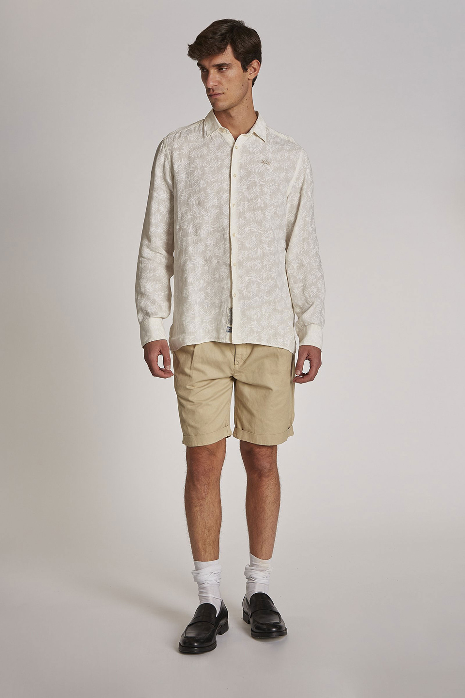 Camicia da uomo in lino a maniche lunghe regular fit - La Martina - Official Online Shop