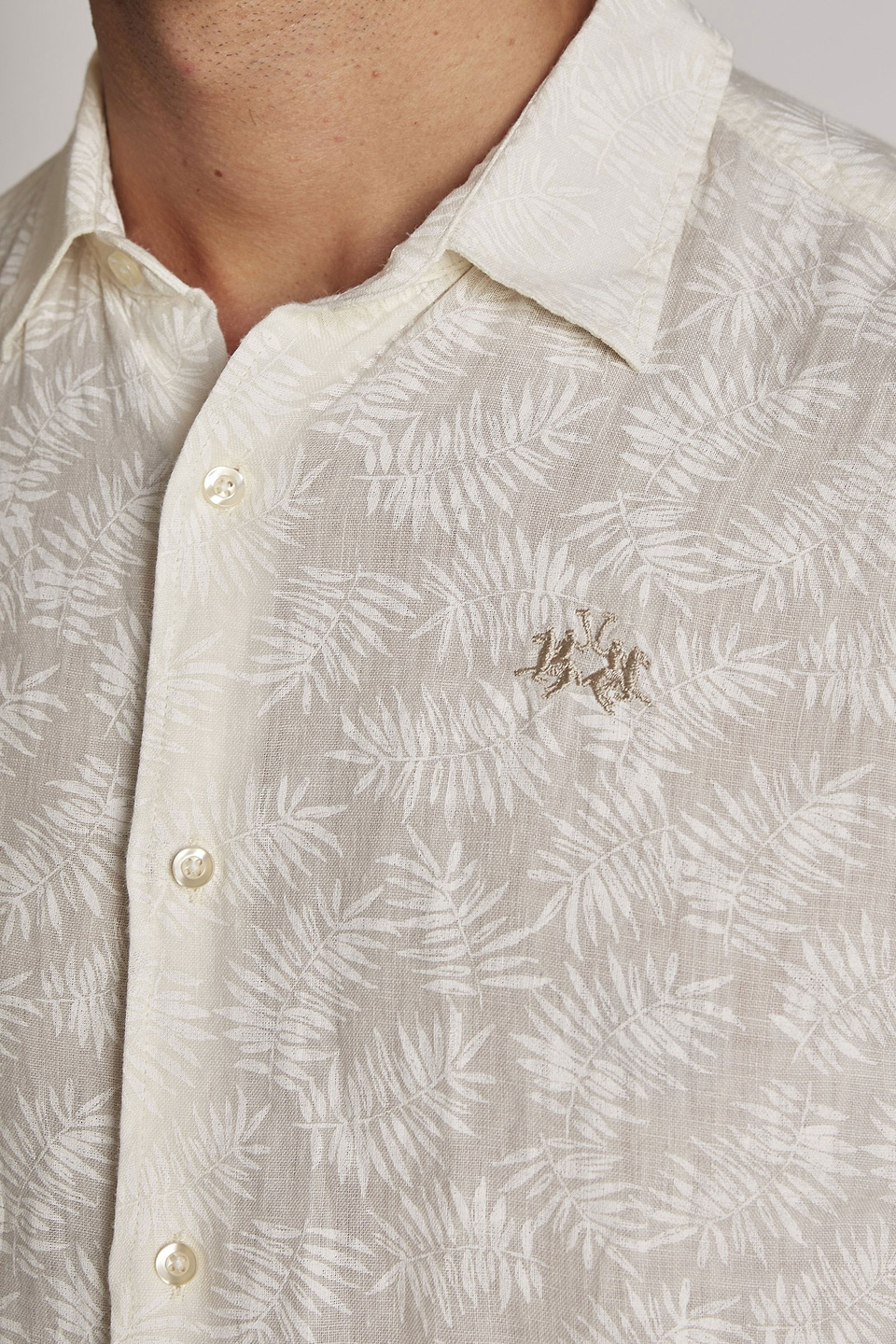 Men's long-sleeved regular-fit linen shirt - La Martina - Official Online Shop