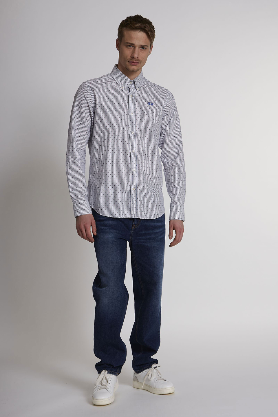 Men's long-sleeved regular-fit cotton shirt - La Martina - Official Online Shop