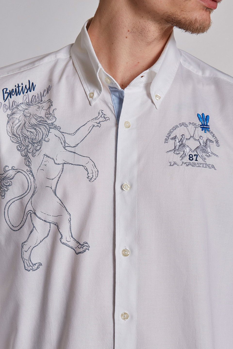 Camisa de hombre de algodón, manga larga, corte regular - La Martina - Official Online Shop