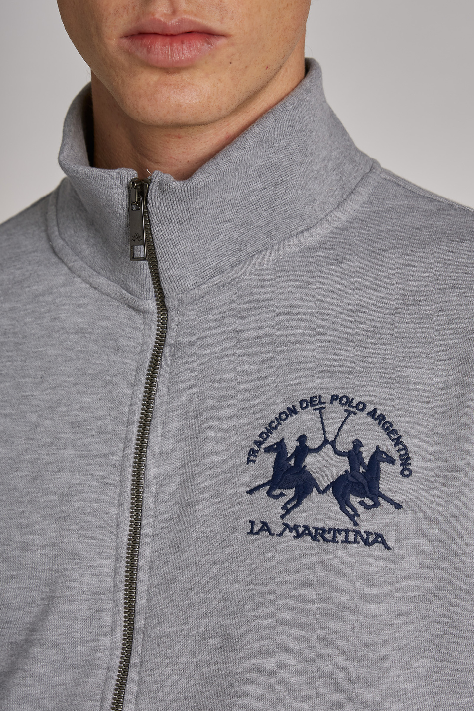 Herren-Sweatshirt aus Baumwollmix mit hohem Kragen und Reißverschluss im Regular Fit - La Martina - Official Online Shop
