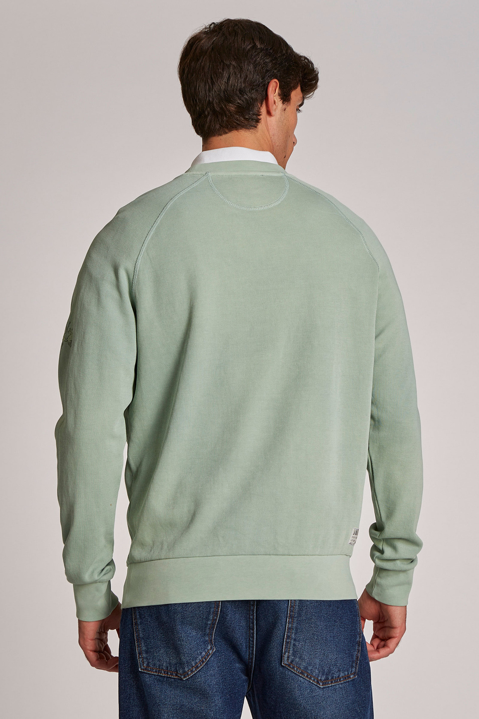 Men's regular-fit crew-neck cotton sweatshirt - La Martina - Official Online Shop
